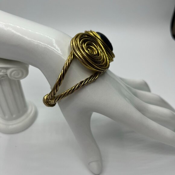 Chunky Modernist Goldtone Twisted Rope Bangle JP185 - Picture 4 of 7